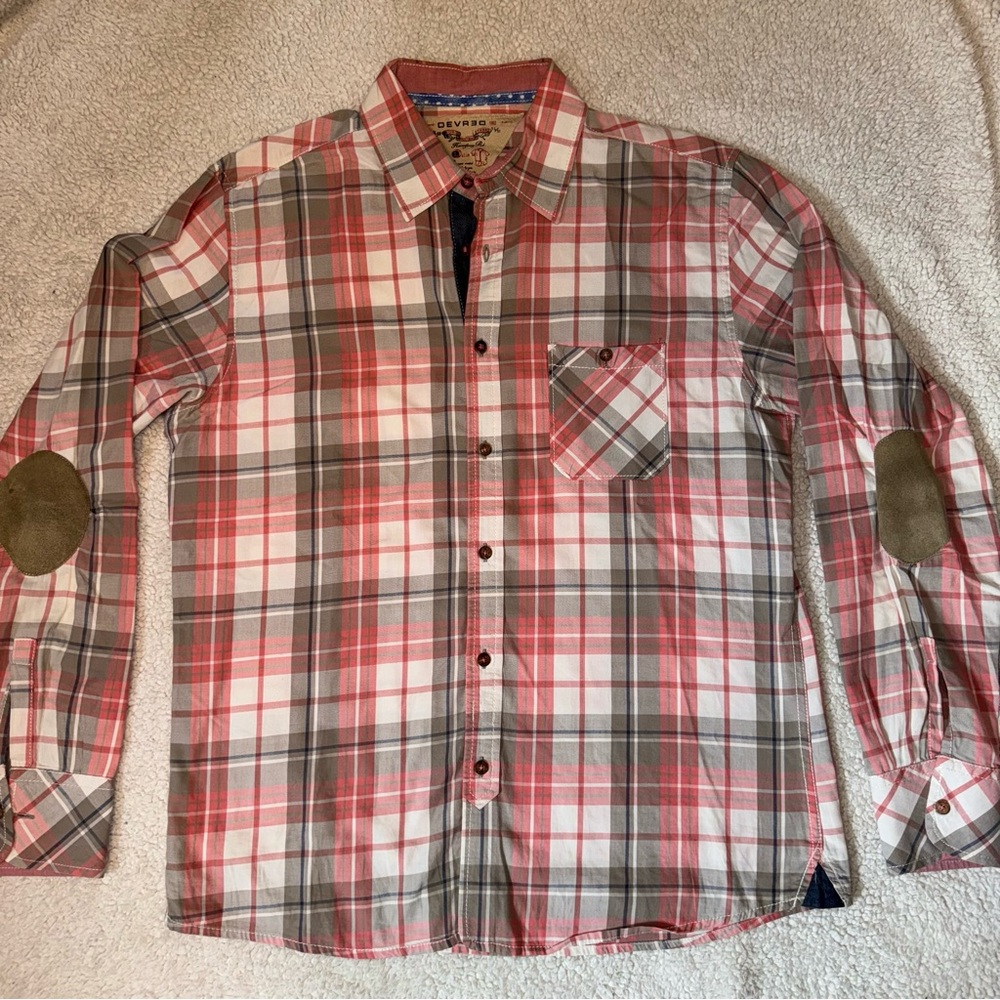 DevRed Red and Gray Casual Plaid Shirt